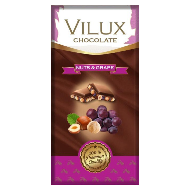 VILUX BAR CHOCOLATE WITH HAZELNUTS AND RAISIN