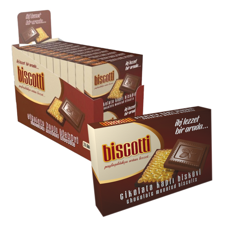 Biscotti Biscuit covered with chocolate